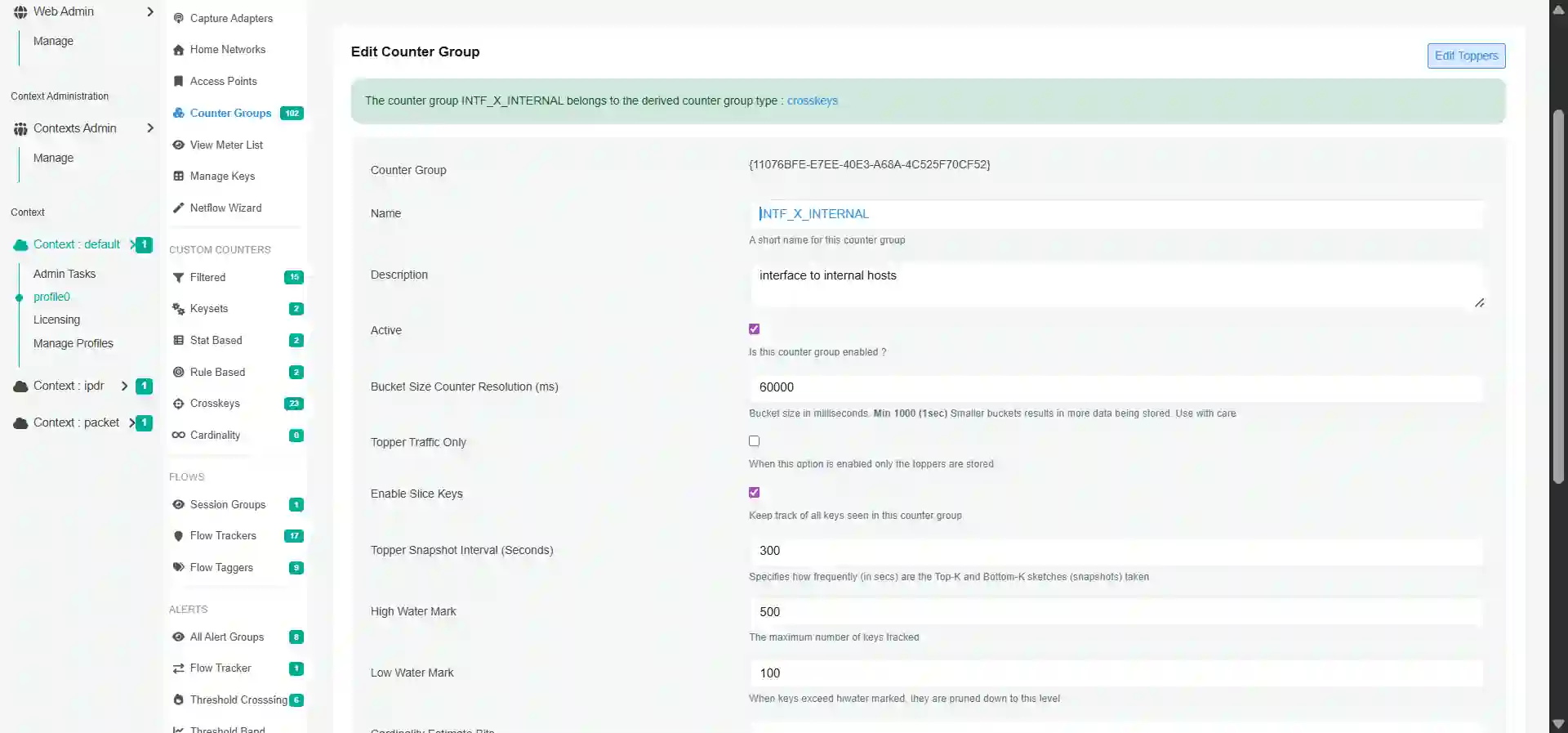 Edit Counter Group Dashboard
