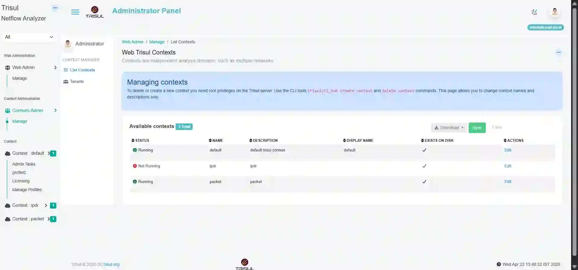 Manage Contexts List