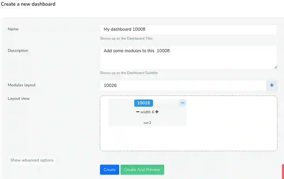 Dashboard Creation